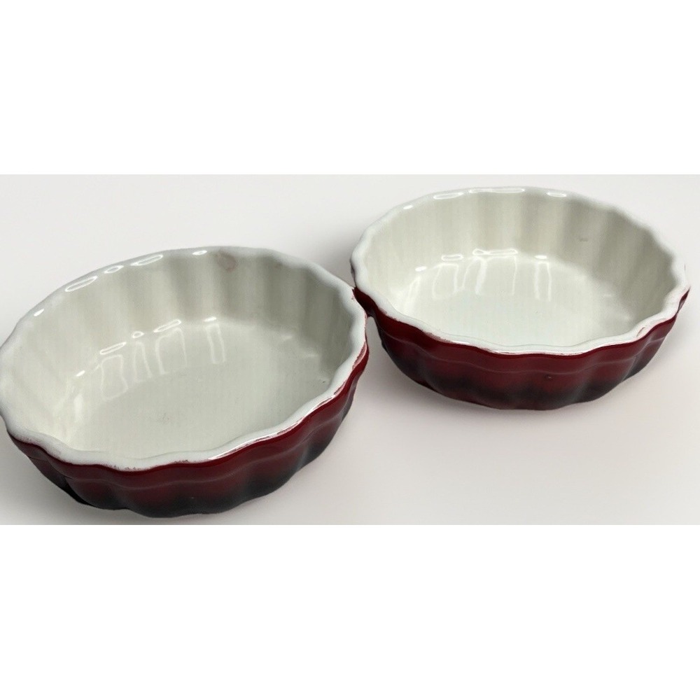 ROCQ Parisian Patisserie Set‎ Of 2 Stoneware  5" Red Baking Dishes Tart